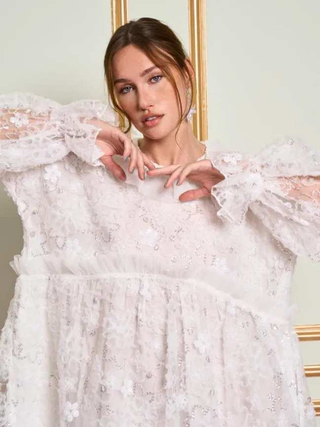 Womenswear DREAM Dentelle Ruffle Tulle Dress Pearl White Sister Jane Womenswear DREAM Dentelle Ruffle Tulle Dress Pearl White Sister Jane