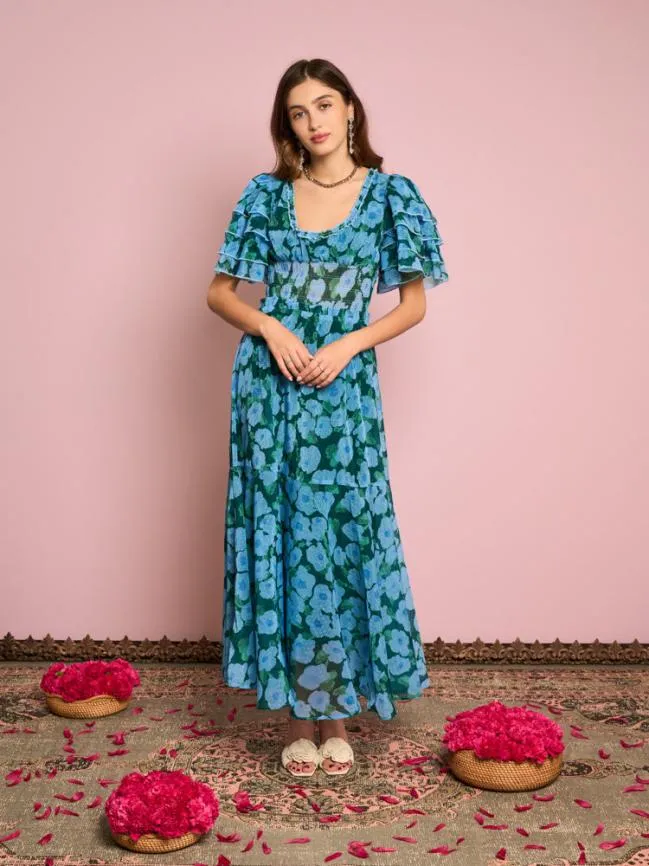 Womenswear Emerald Bloom Midi Dress Dark Emerald Green Sister Jane Womenswear Emerald Bloom Midi Dress Dark Emerald Green Sister Jane