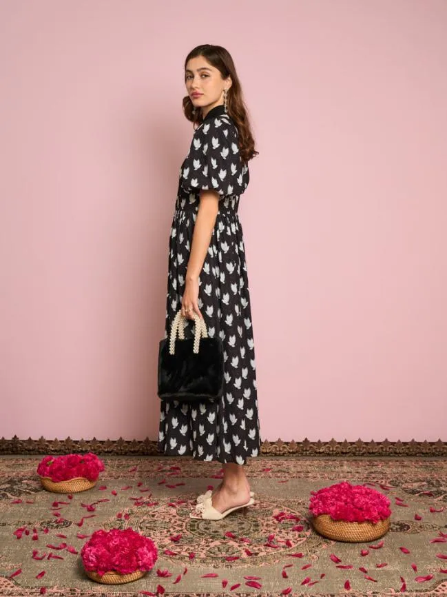 Womenswear Evening Doves Midi Dress Coal Black Sister Jane Womenswear Evening Doves Midi Dress Coal Black Sister Jane