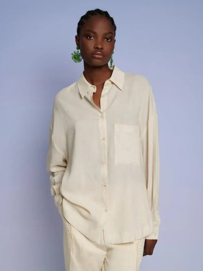 Womenswear Ghospell Bay Oversized Shirt Pearled Ivory Sister Jane
