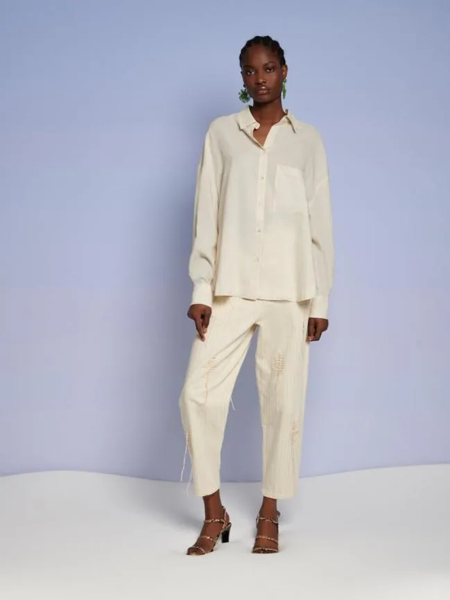 Womenswear Ghospell Bay Oversized Shirt Pearled Ivory Sister Jane