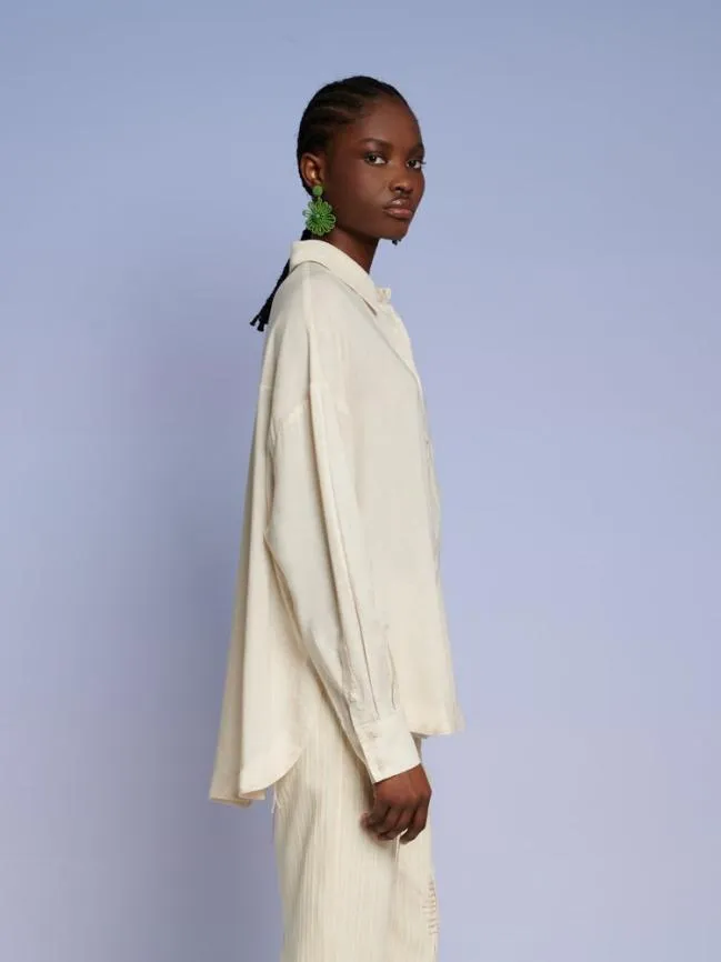 Womenswear Ghospell Bay Oversized Shirt Pearled Ivory Sister Jane