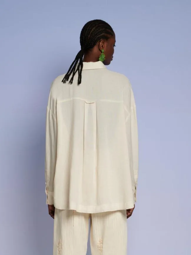 Womenswear Ghospell Bay Oversized Shirt Pearled Ivory Sister Jane