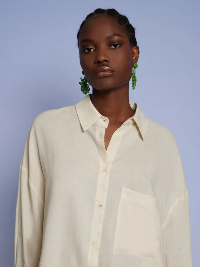 Womenswear Ghospell Bay Oversized Shirt Pearled Ivory Sister Jane