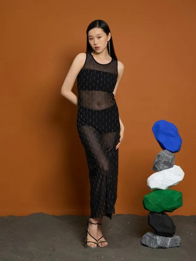 Womenswear Ghospell Bodhi Mesh Midi Dress Raisin Purple Sister Jane