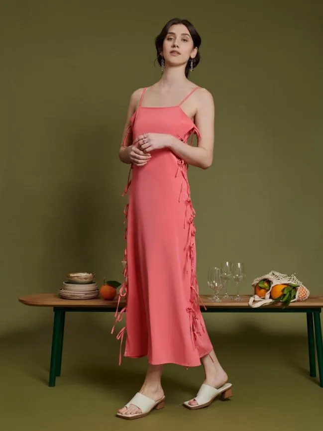 Womenswear Ghospell Margot Bows Midi Dress Brink Pink Sister Jane
