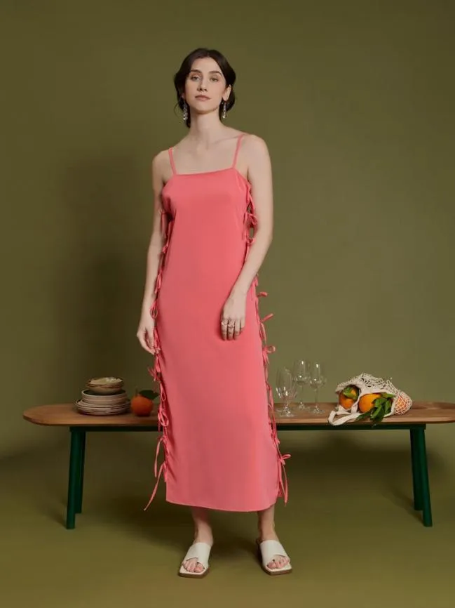 Womenswear Ghospell Margot Bows Midi Dress Brink Pink Sister Jane Womenswear Ghospell Margot Bows Midi Dress Brink Pink Sister Jane