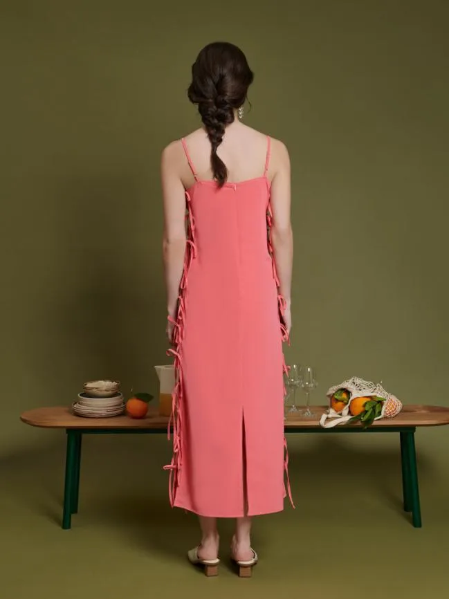 Womenswear Ghospell Margot Bows Midi Dress Brink Pink Sister Jane Womenswear Ghospell Margot Bows Midi Dress Brink Pink Sister Jane