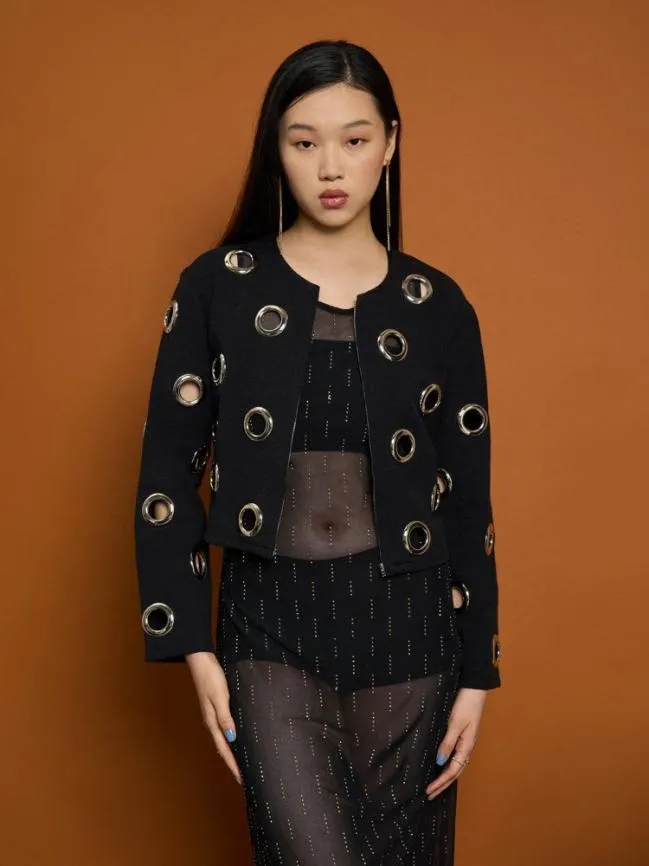 Womenswear Ghospell Moira Eyelet Jacket Black Ink Sister Jane