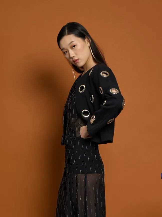 Womenswear Ghospell Moira Eyelet Jacket Black Ink Sister Jane Womenswear Ghospell Moira Eyelet Jacket Black Ink Sister Jane