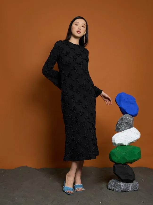 Womenswear Ghospell Mylah Midi Lace Dress Black Ink Sister Jane