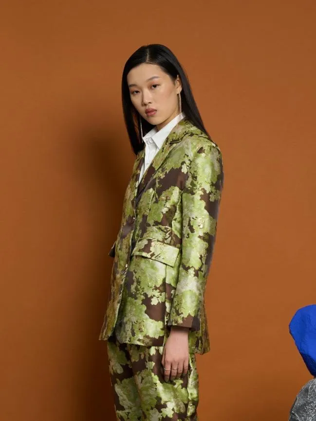 Womenswear Ghospell Naomi Jacquard Boxy Blazer Chestnut Brown Sister Jane Womenswear Ghospell Naomi Jacquard Boxy Blazer Chestnut Brown Sister Jane