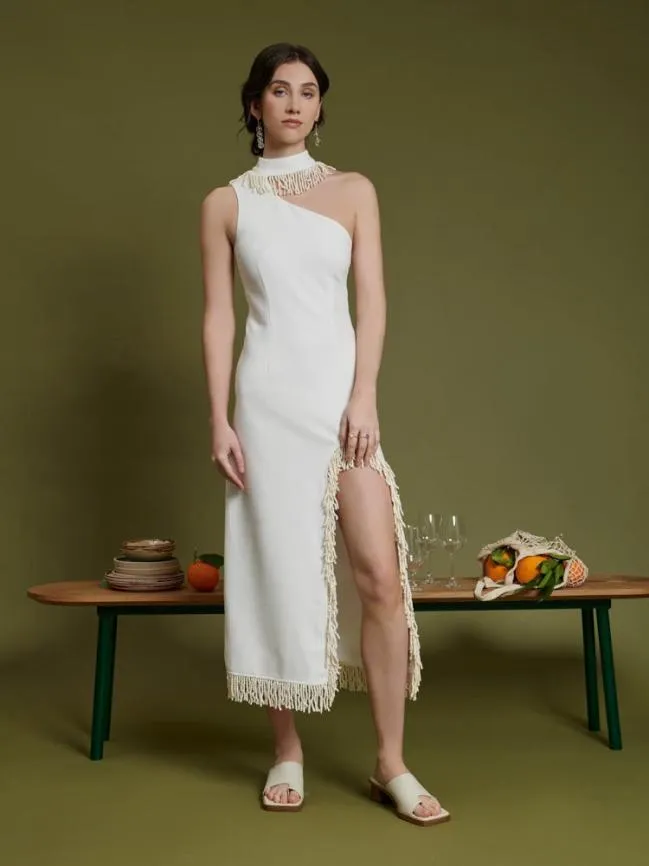 Womenswear Ghospell Simone Fringe Dress Pearled White Sister Jane
