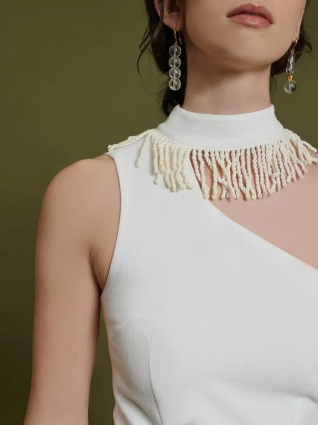 Womenswear Ghospell Simone Fringe Dress Pearled White Sister Jane Womenswear Ghospell Simone Fringe Dress Pearled White Sister Jane