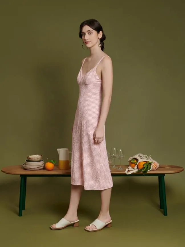 Womenswear Ghospell Stella Gingham Midi Dress Pale Peach Pink Sister Jane