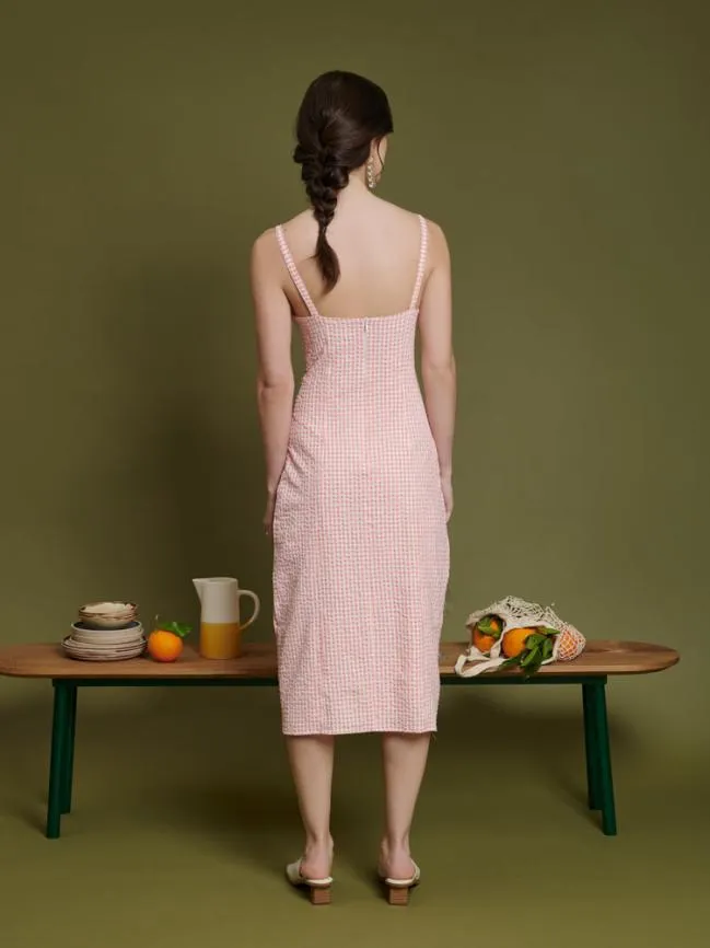 Womenswear Ghospell Stella Gingham Midi Dress Pale Peach Pink Sister Jane