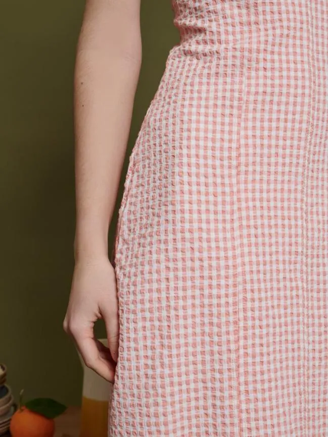Womenswear Ghospell Stella Gingham Midi Dress Pale Peach Pink Sister Jane
