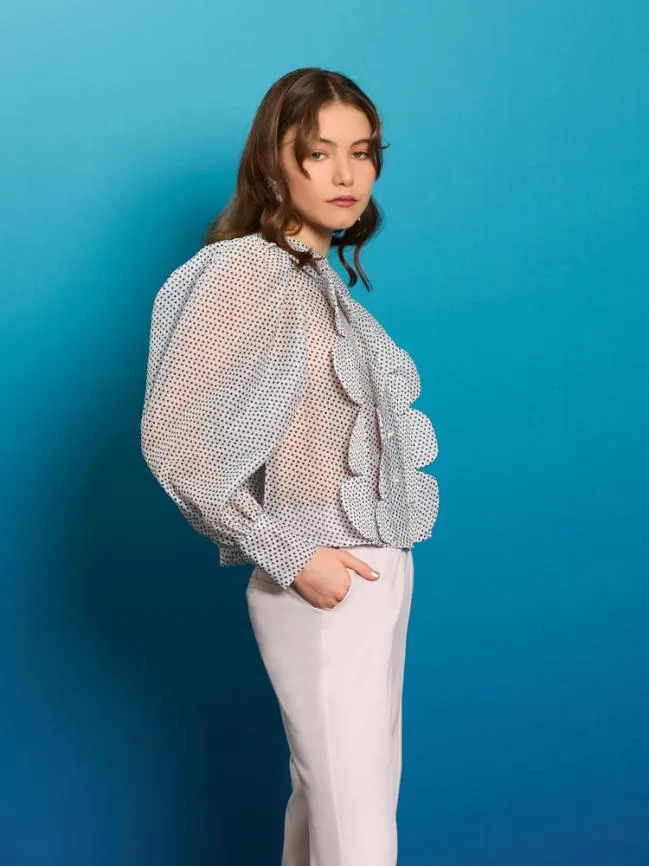 Womenswear Penny Scallop Blouse Spot White Sister Jane Womenswear Penny Scallop Blouse Spot White Sister Jane