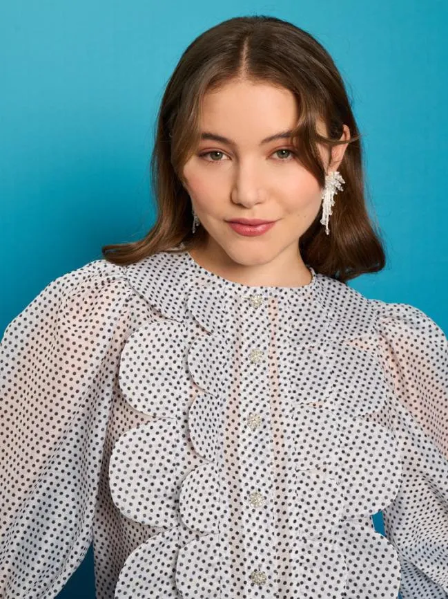 Womenswear Penny Scallop Blouse Spot White Sister Jane Womenswear Penny Scallop Blouse Spot White Sister Jane