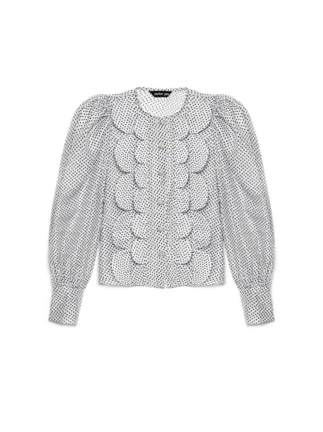 Womenswear Penny Scallop Blouse Spot White Sister Jane Womenswear Penny Scallop Blouse Spot White Sister Jane