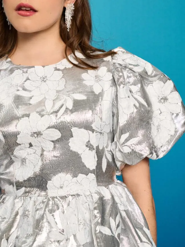 Womenswear Silver Sweeper Jacquard Dress Silver Sister Jane Womenswear Silver Sweeper Jacquard Dress Silver Sister Jane