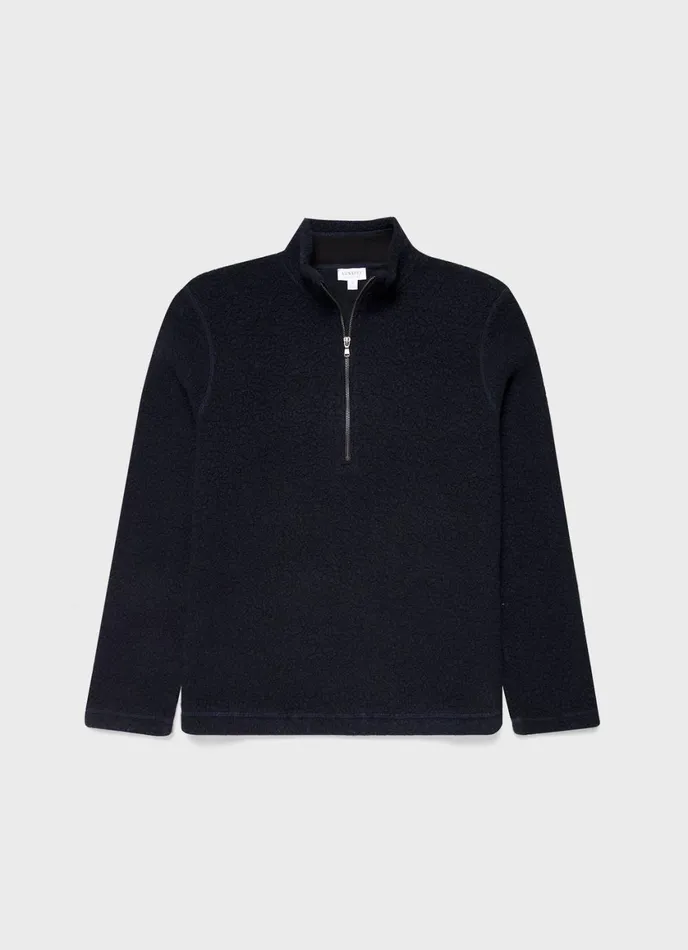Wool Fleece Zip Neck Navy Men SUNSPEL Sweatshirts and Sweatpants