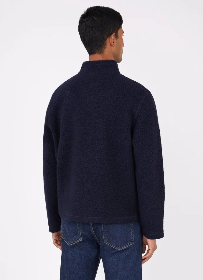 Wool Fleece Zip Neck Navy Men SUNSPEL Sweatshirts and Sweatpants