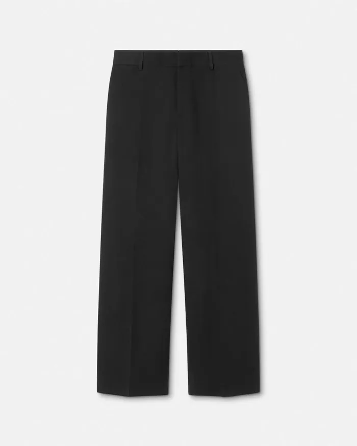 Wool Twill Formal Pants Black Men Versace Blazers and Suits