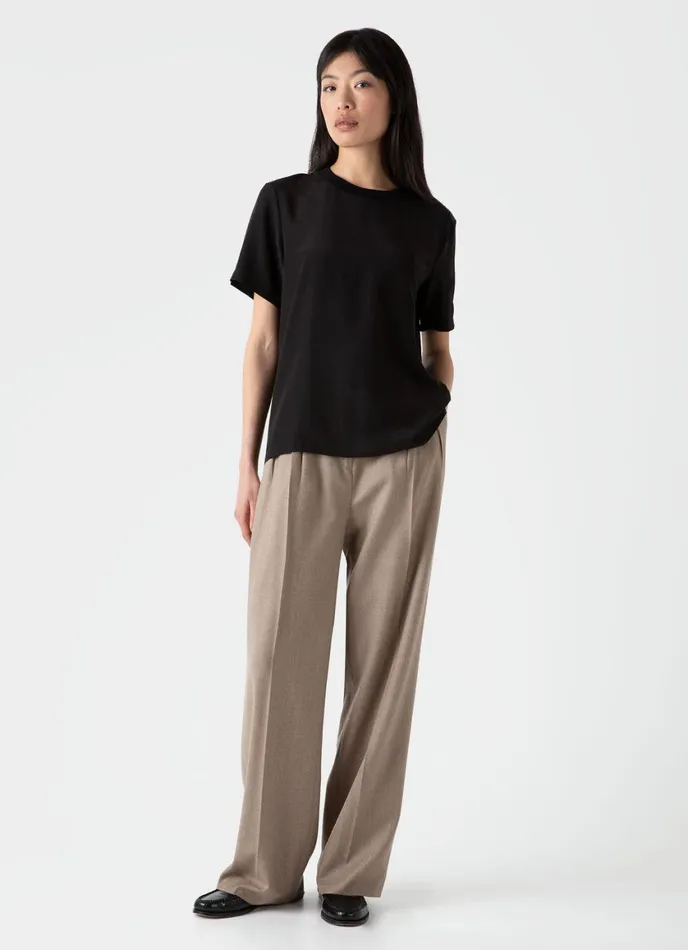 Woven Silk Tshirt Black Women SUNSPEL Tshirts and Tops