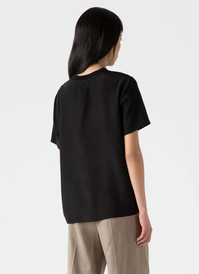Woven Silk Tshirt Black Women SUNSPEL Tshirts and Tops