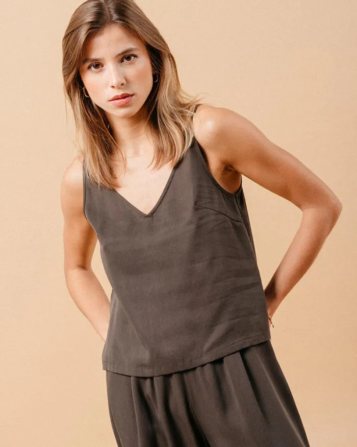 WOVEN TOP KAKI MANDY Shop Grace and Mila Caracos