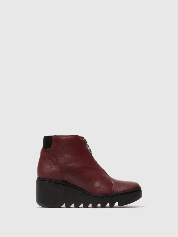Zip Up Ankle Boots BAAZ537FLY WINE Women Fly London Ankle Boots