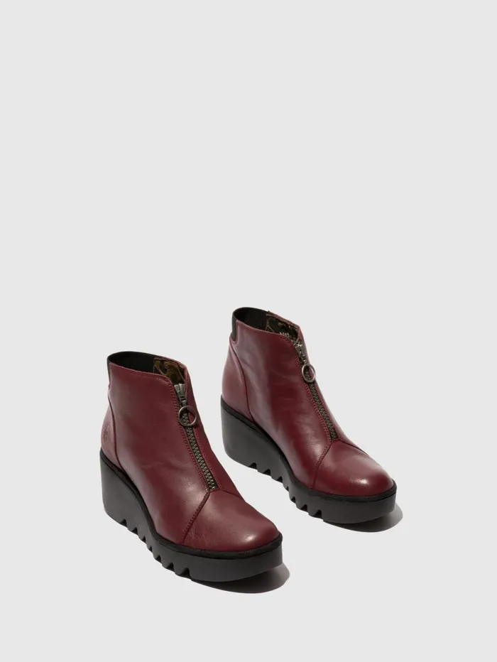 Zip Up Ankle Boots BAAZ537FLY WINE Women Fly London Ankle Boots