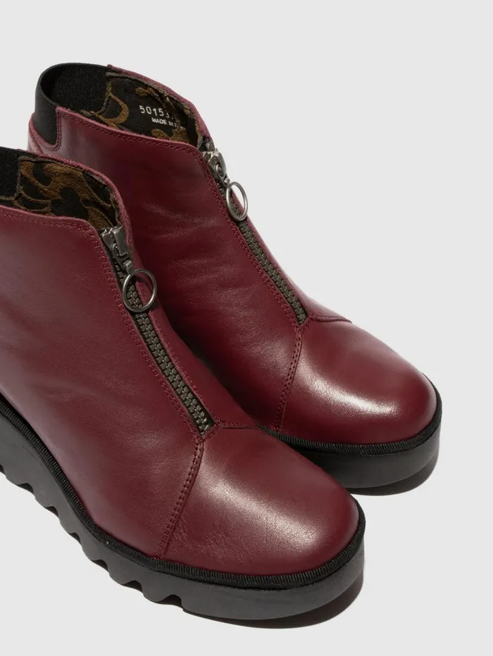 Zip Up Ankle Boots BAAZ537FLY WINE Women Fly London Ankle Boots