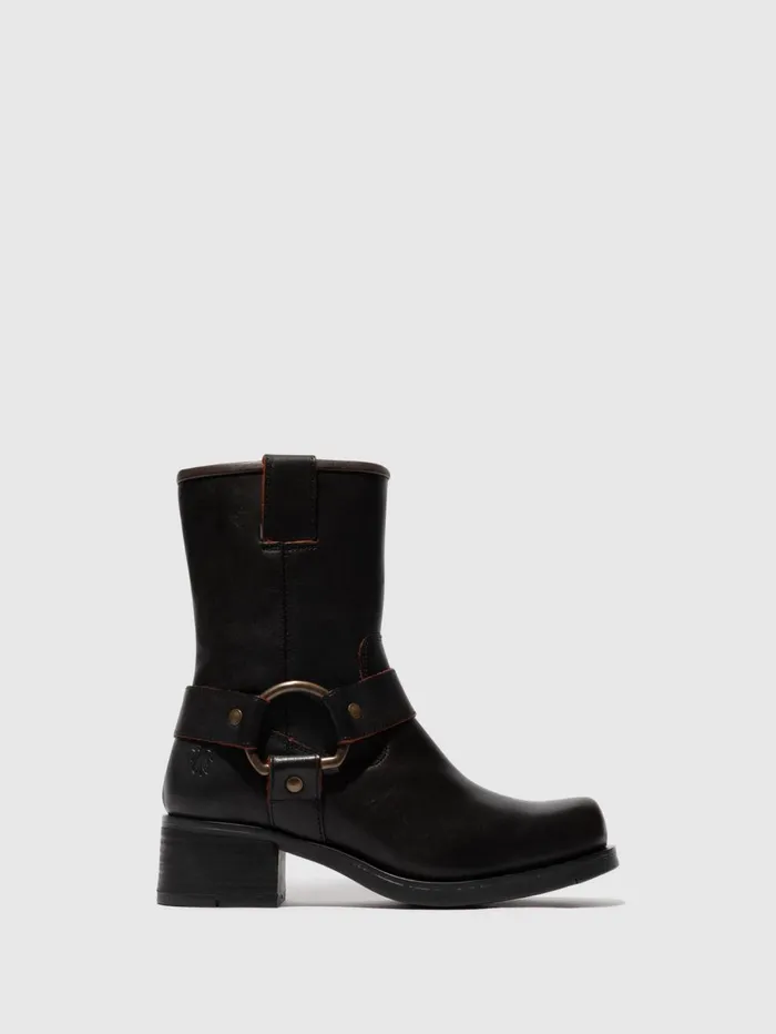 Zip Up Ankle Boots REVA010FLY BLACKRED Women Fly London Ankle Boots