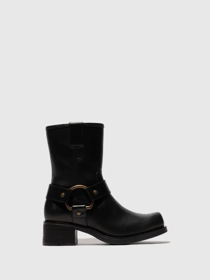 Zip Up Ankle Boots REVA010FLY RUG BLACK Women Fly London Ankle Boots