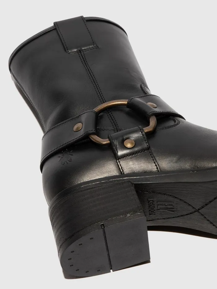 Zip Up Ankle Boots REVA010FLY RUG BLACK Women Fly London Ankle Boots