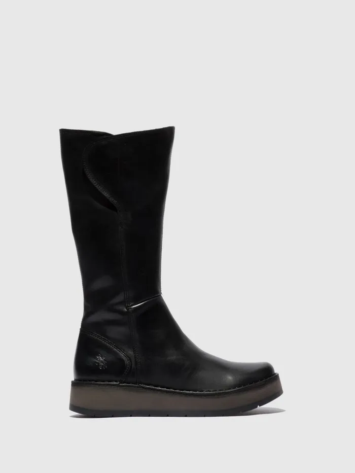 Zip Up Boots RHEA042FLY RUG BLACK Women Fly London Boots
