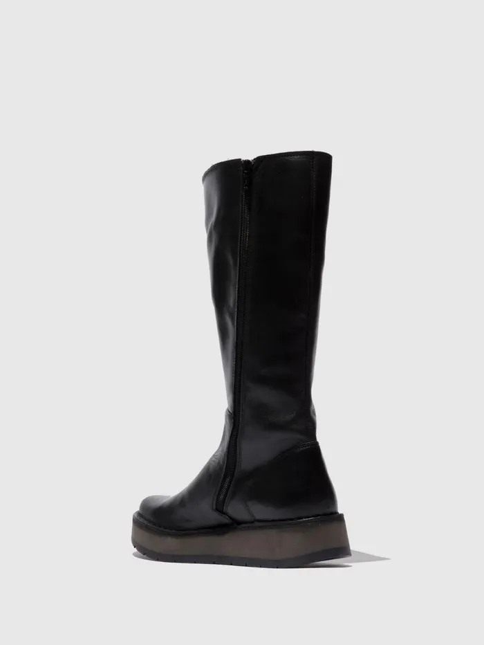 Zip Up Boots RHEA042FLY RUG BLACK Women Fly London Boots