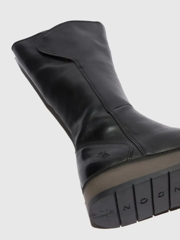Zip Up Boots RHEA042FLY RUG BLACK Women Fly London Boots