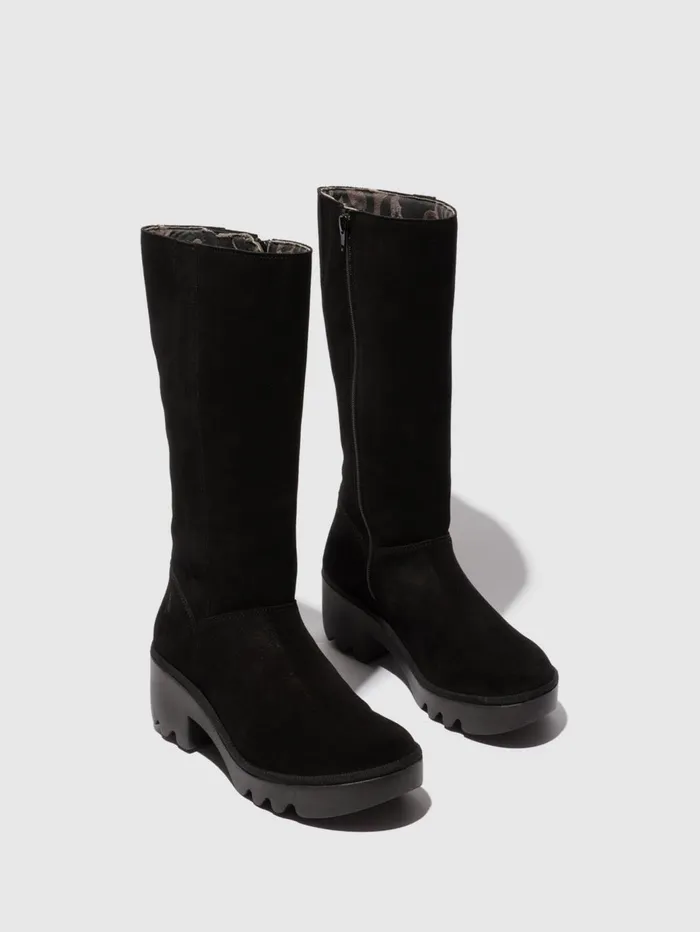 Zip Up Boots TAAB512FLY OIL SUEDE BLACK Women Fly London Boots