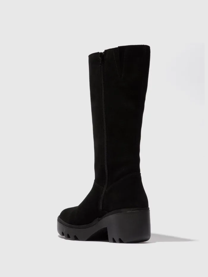 Zip Up Boots TAAB512FLY OIL SUEDE BLACK Women Fly London Boots