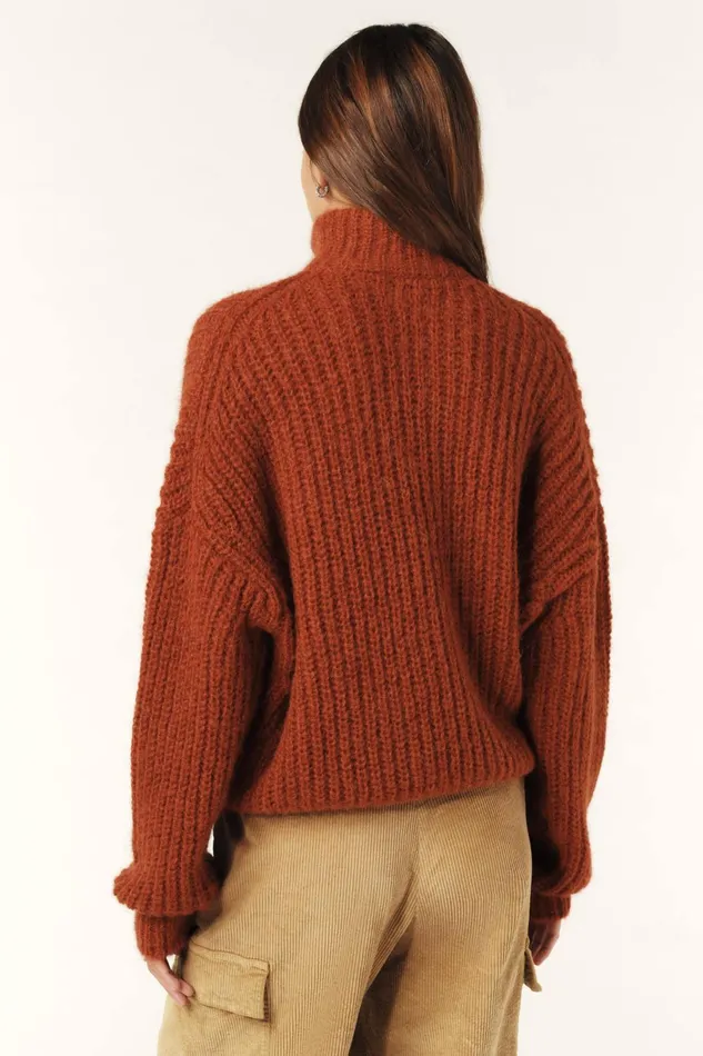 ZipUp Neckline Sweater Beltane Brown Women Baandsh Sweaters and Cardigans