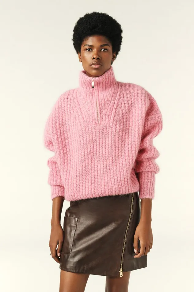 ZipUp Neckline Sweater Beltane Brown Women Baandsh Sweaters and Cardigans