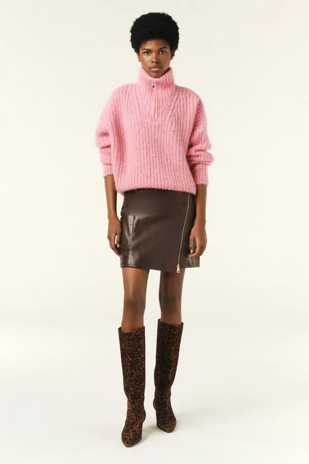ZipUp Neckline Sweater Beltane Pink Women Baandsh Sweaters and Cardigans